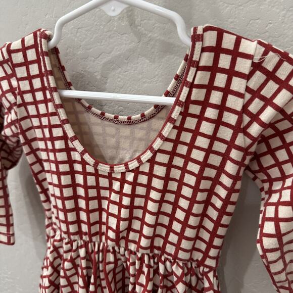 Alice + Ames Red Grid Long Sleeve Ballet Dress - Picture 6 of 8